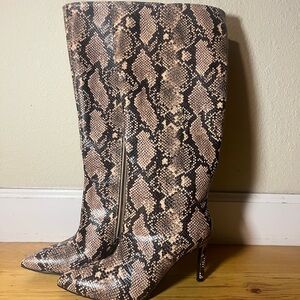 NEW Forever 21 Faux Snake Knee-High Boots - Size 6